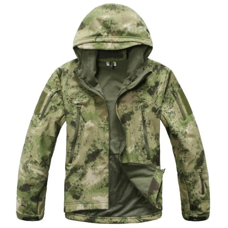 Men Military Tactical Hiking Jacket Outdoor Windproof Fleece Thermal Sport Waterproof Hunting Clothes Hooded Army Camo Outerwear-2