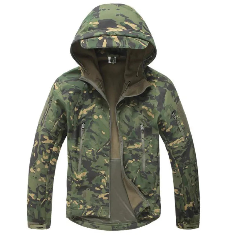 Men Military Tactical Hiking Jacket Outdoor Windproof Fleece Thermal Sport Waterproof Hunting Clothes Hooded Army Camo Outerwear-1