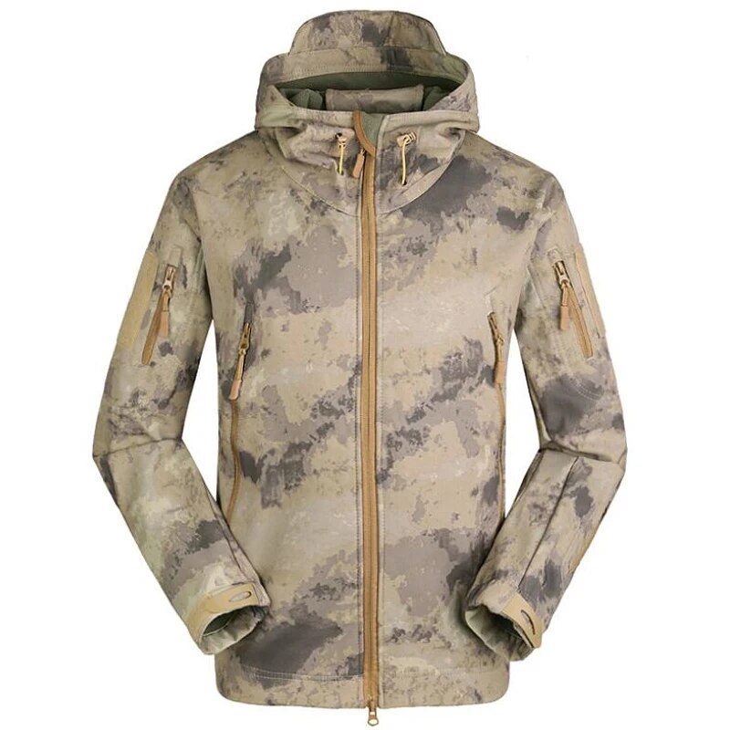Men Military Tactical Hiking Jacket Outdoor Windproof Fleece Thermal Sport Waterproof Hunting Clothes Hooded Army Camo Outerwear-19