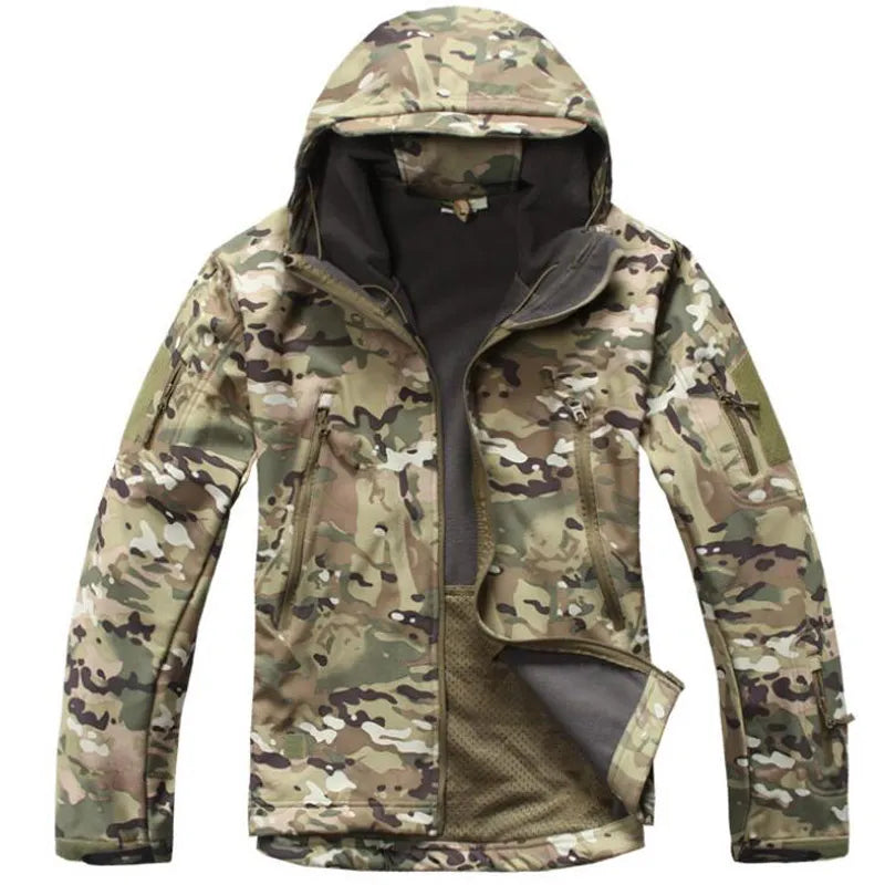 Men Military Tactical Hiking Jacket Outdoor Windproof Fleece Thermal Sport Waterproof Hunting Clothes Hooded Army Camo Outerwear-17