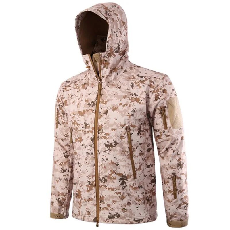 Men Military Tactical Hiking Jacket Outdoor Windproof Fleece Thermal Sport Waterproof Hunting Clothes Hooded Army Camo Outerwear-13