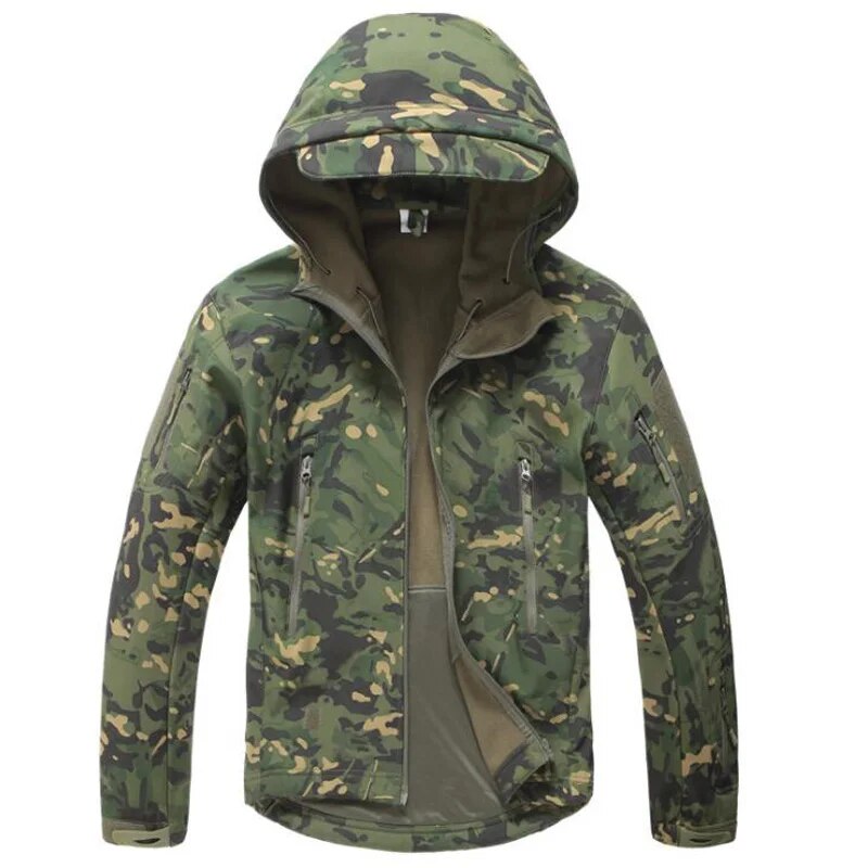 Men Military Tactical Hiking Jacket Outdoor Windproof Fleece Thermal Sport Waterproof Hunting Clothes Hooded Army Camo Outerwear-8