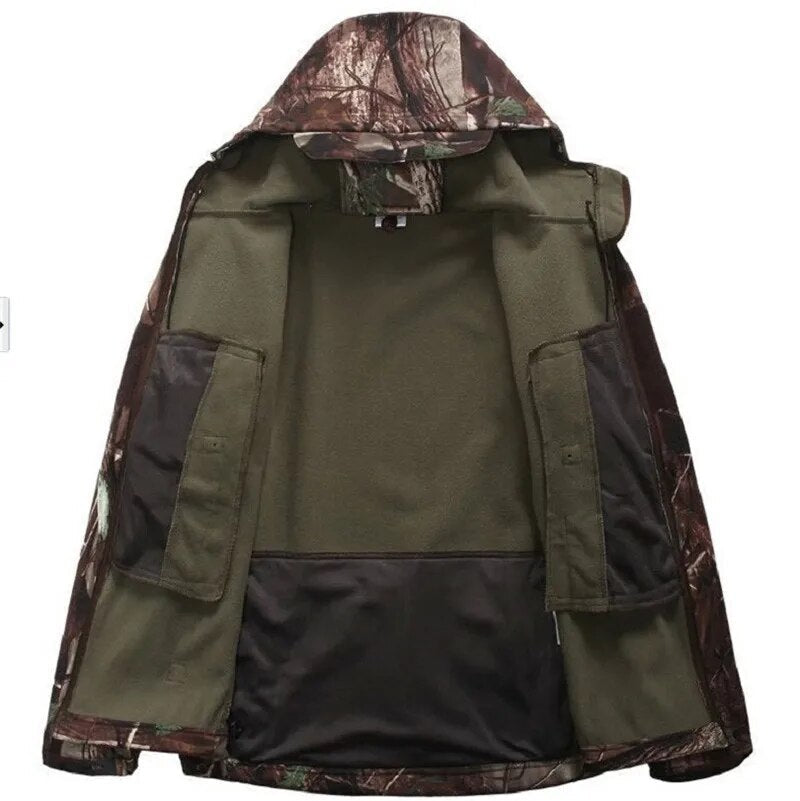 Men Military Tactical Hiking Jacket Outdoor Windproof Fleece Thermal Sport Waterproof Hunting Clothes Hooded Army Camo Outerwear-5
