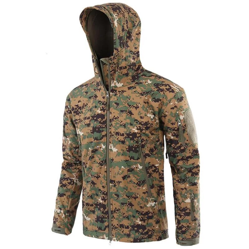 Men Military Tactical Hiking Jacket Outdoor Windproof Fleece Thermal Sport Waterproof Hunting Clothes Hooded Army Camo Outerwear-11