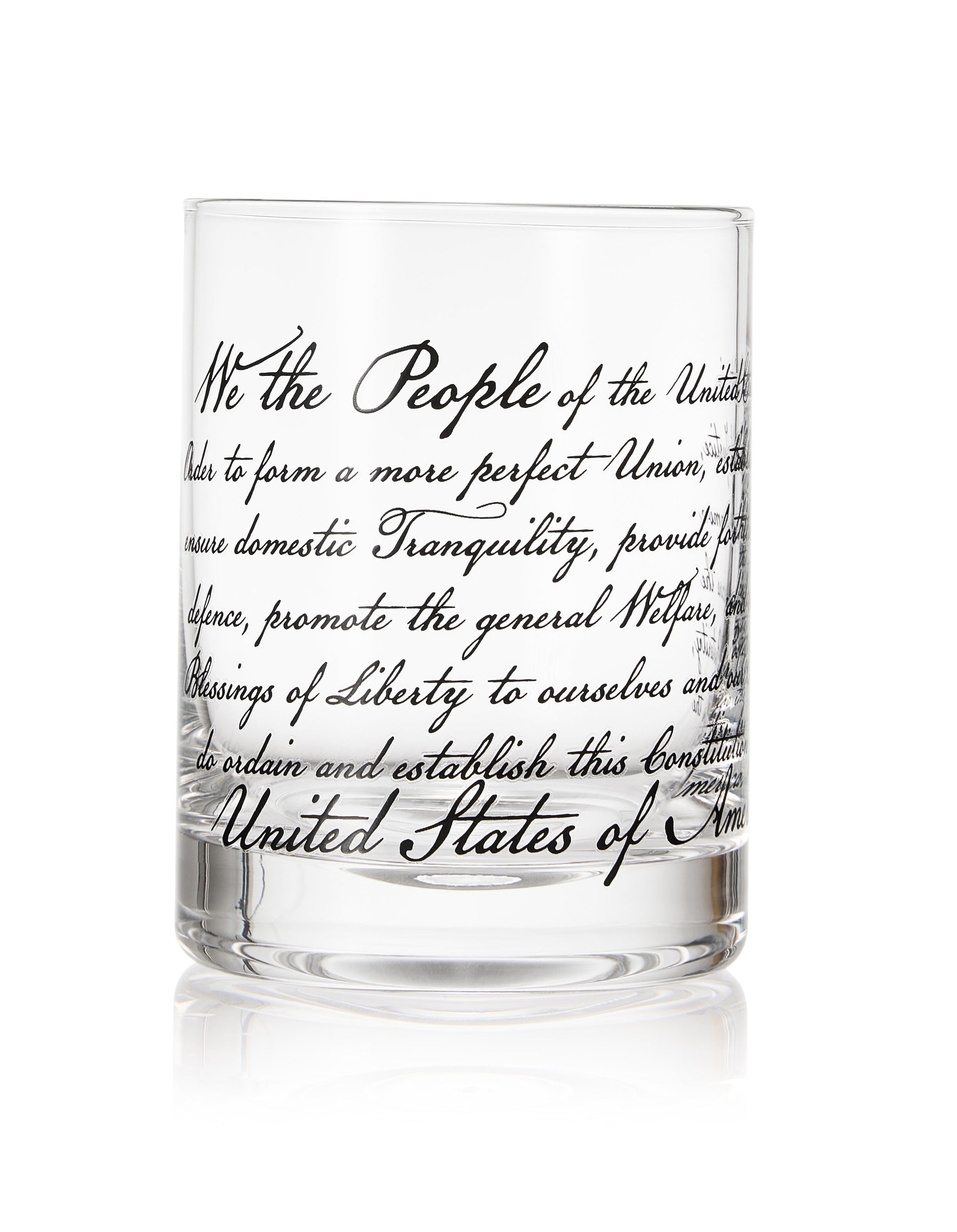 Whiskey Glasses – United States Constitution - Wood American Flag Tray & Set of 4 We The People 10oz America Glassware, Old Fashioned Rocks Glass, Freedom Of Speech Law Gift Set US Patriotic-5