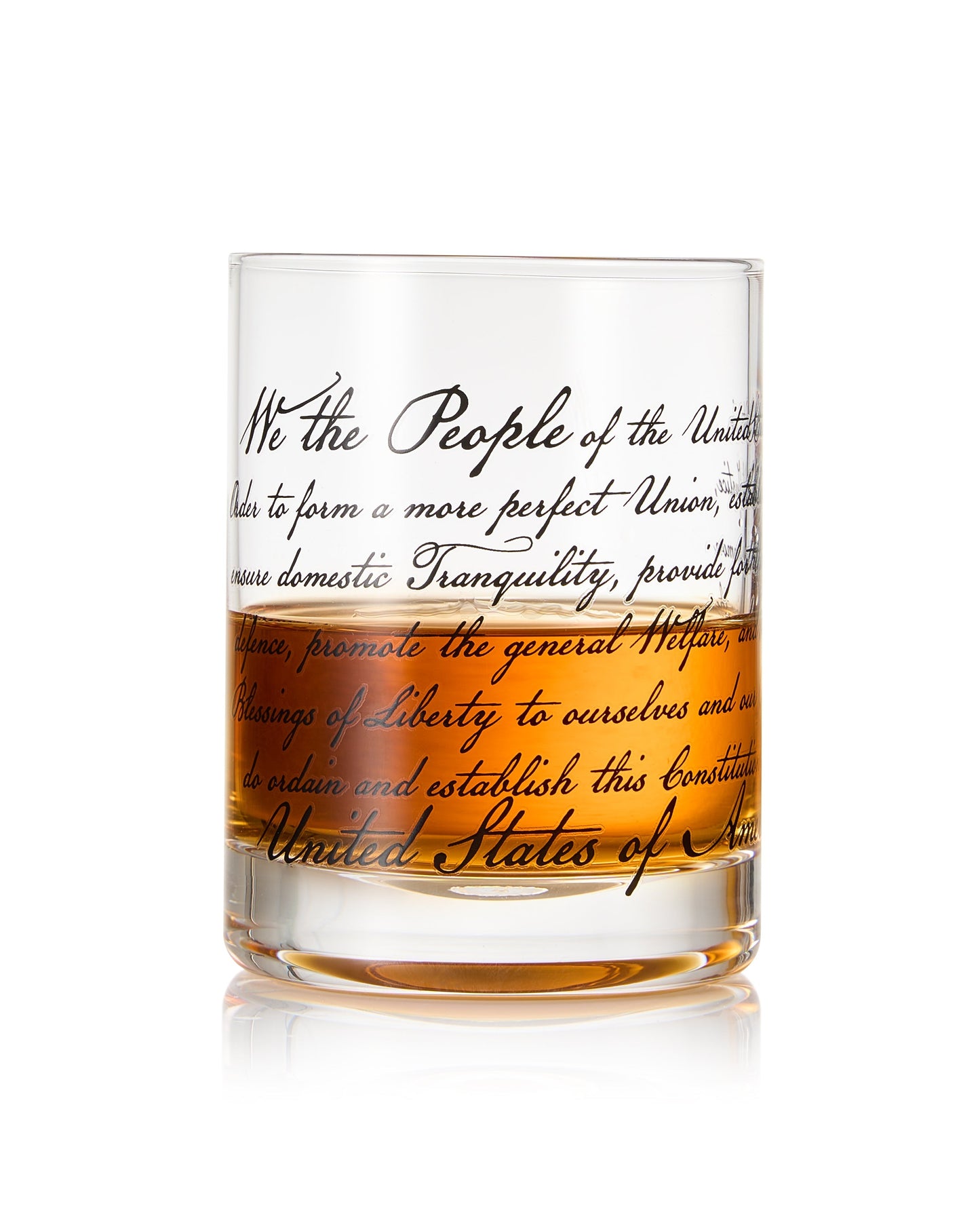 Whiskey Glasses – United States Constitution - Wood American Flag Tray & Set of 4 We The People 10oz America Glassware, Old Fashioned Rocks Glass, Freedom Of Speech Law Gift Set US Patriotic-3