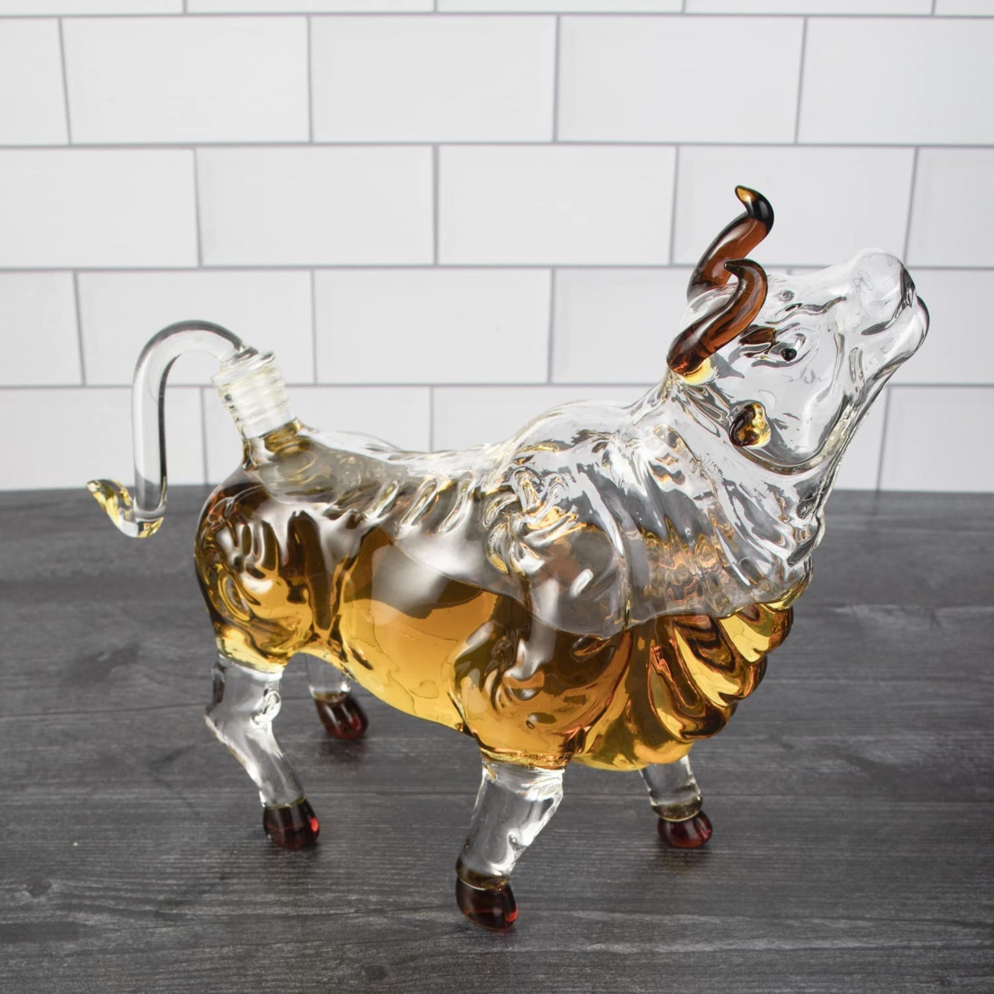 The Wine Savant Charging Bull Liquor Decanter Made For Bourbon, Whiskey, Scotch, Rum, or Tequila-4