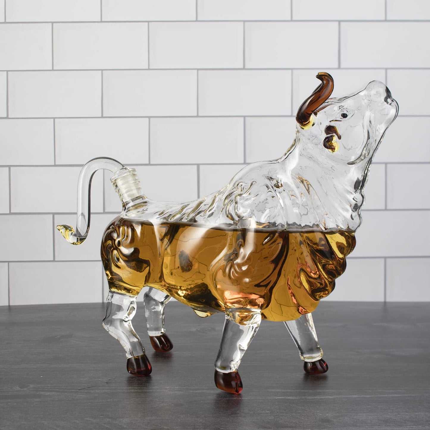 The Wine Savant Charging Bull Liquor Decanter Made For Bourbon, Whiskey, Scotch, Rum, or Tequila-3