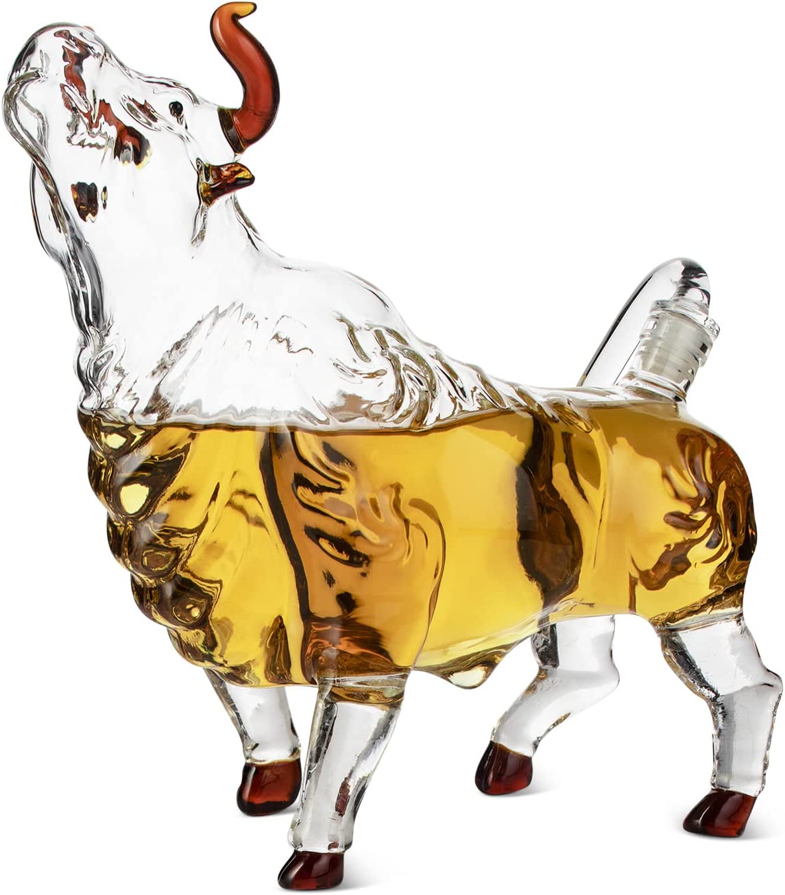 The Wine Savant Charging Bull Liquor Decanter Made For Bourbon, Whiskey, Scotch, Rum, or Tequila-2