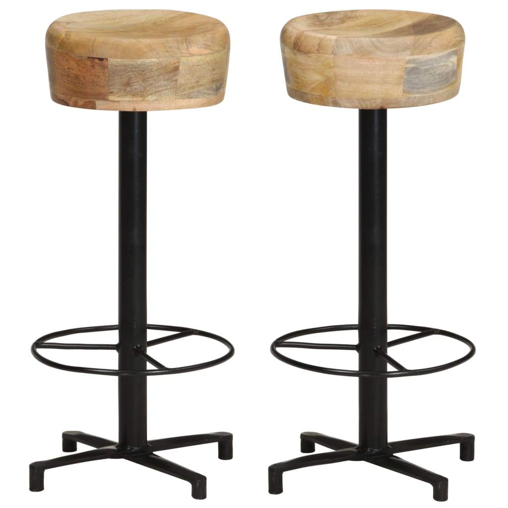 vidaXL 2x Solid Mango Wood Bar Stool Pub Kitchen Counter Chair Multi Sizes-0