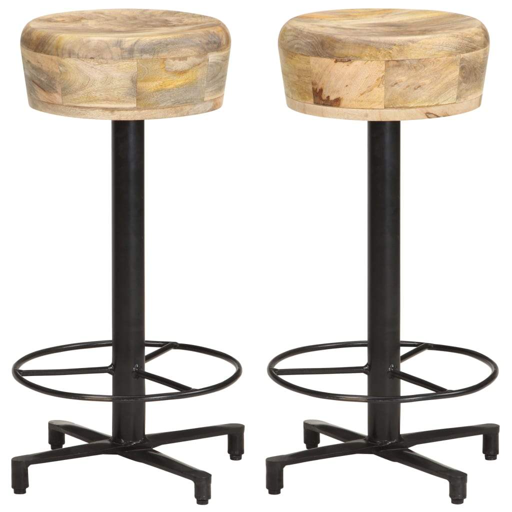 vidaXL 2x Solid Mango Wood Bar Stool Pub Kitchen Counter Chair Multi Sizes-3