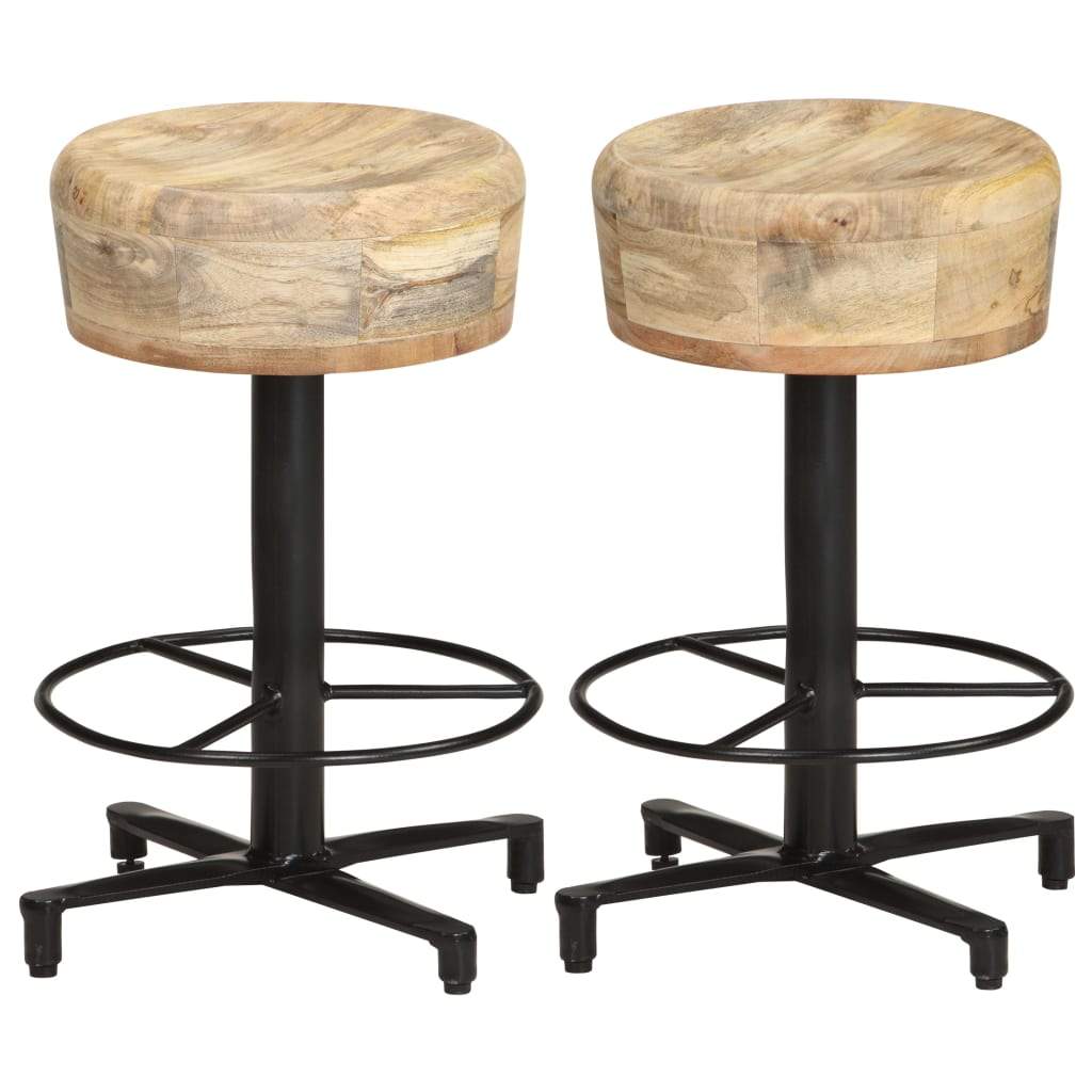vidaXL 2x Solid Mango Wood Bar Stool Pub Kitchen Counter Chair Multi Sizes-6