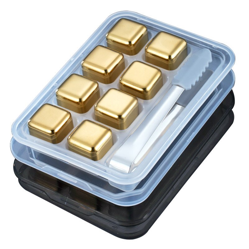 Stainless Steel Gold Ice Cube Set Beer Red Wine Coolers Reusable Chilling Stones Vodka Whiskey Keep Drinks Cold Bar Bucket Tools - Free Shipping!-10