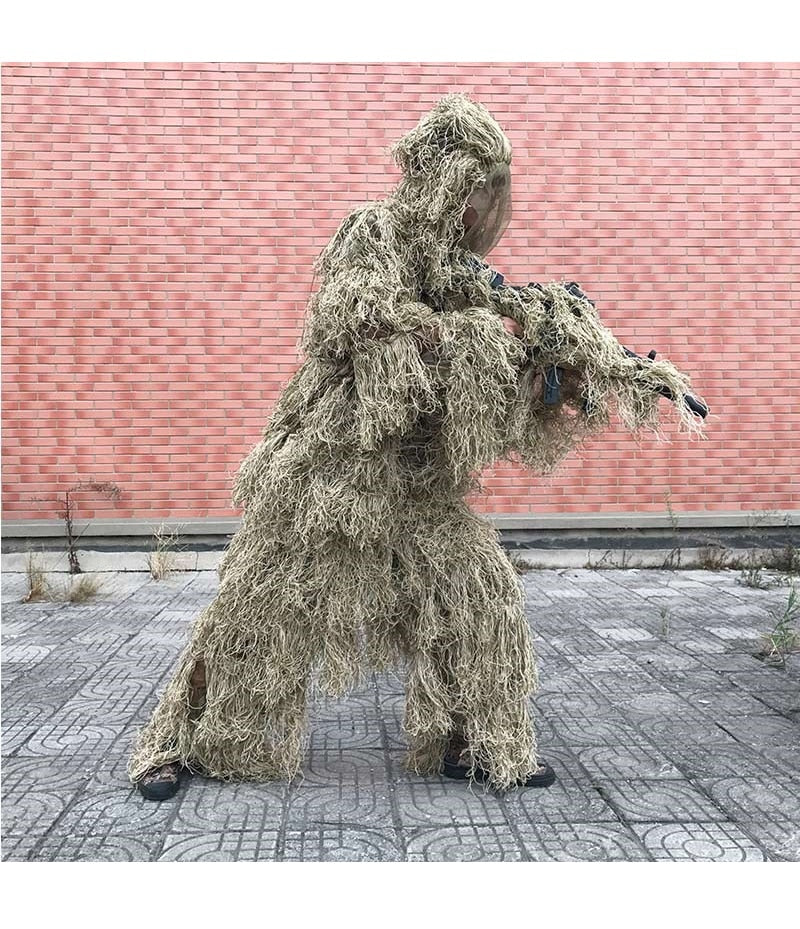 3D Withered Grass Ghillie Suit 4 PCS Sniper Military Tactical Camouflage Clothing Hunting Suit Army Hunting Clothes Birding Suit-15