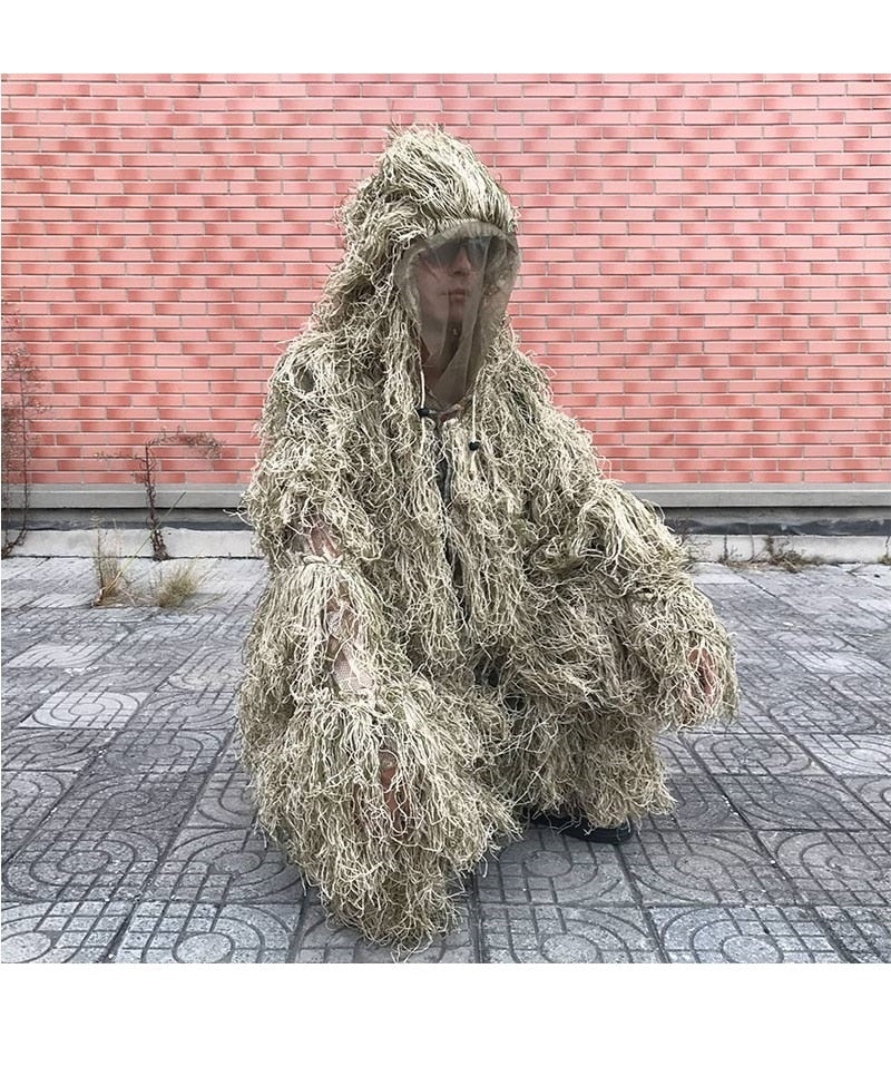3D Withered Grass Ghillie Suit 4 PCS Sniper Military Tactical Camouflage Clothing Hunting Suit Army Hunting Clothes Birding Suit-6