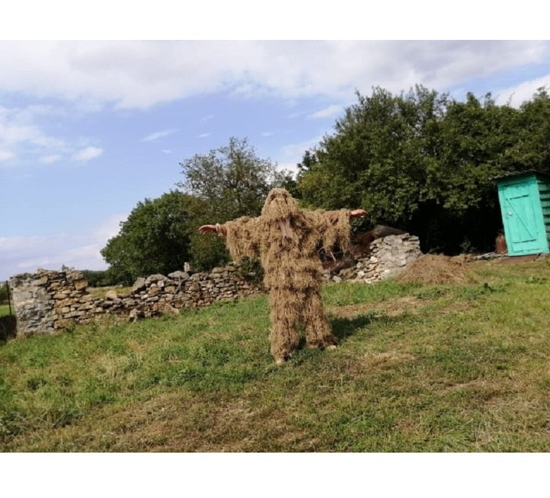 3D Withered Grass Ghillie Suit 4 PCS Sniper Military Tactical Camouflage Clothing Hunting Suit Army Hunting Clothes Birding Suit-13