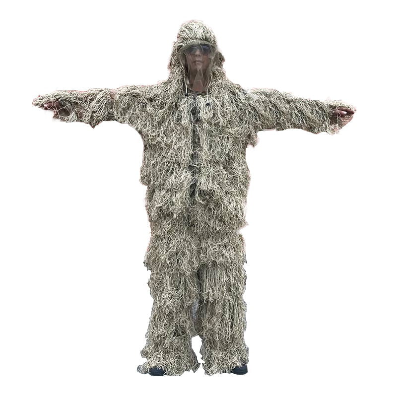 3D Withered Grass Ghillie Suit 4 PCS Sniper Military Tactical Camouflage Clothing Hunting Suit Army Hunting Clothes Birding Suit-10