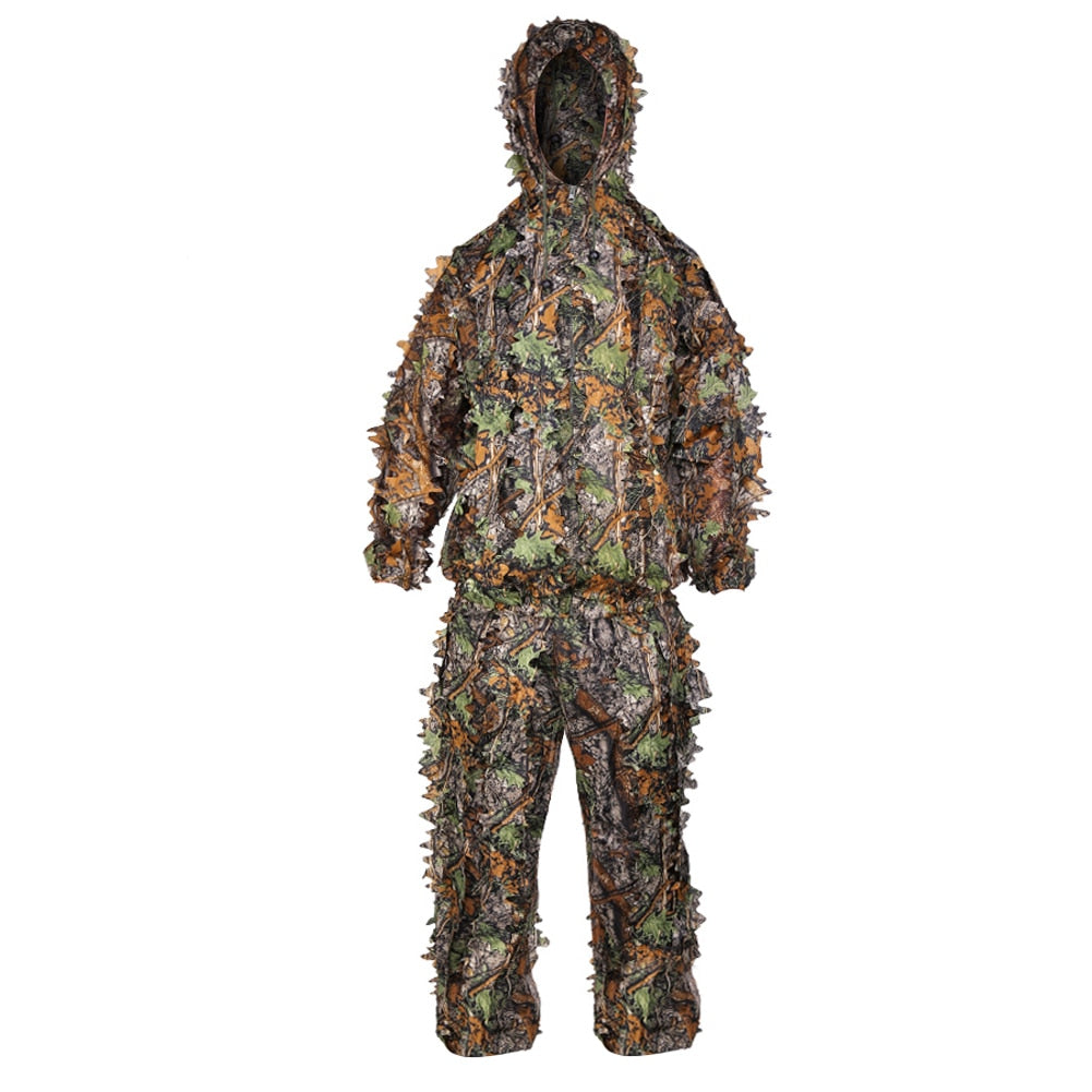 Suits 3D Leaves Hunting Clothes Bionic Yowie sniper birdwatch airsoft Camouflage Clothing jacket and pants-0