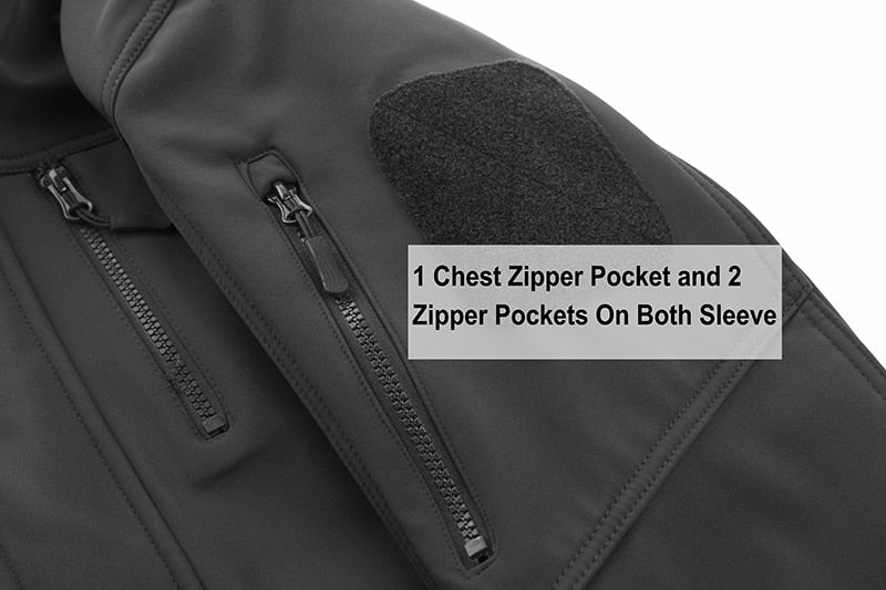 Soft shell Tactical  Jacket Mens Warm Military Waterproof Fleece  Jacket Windproof Multi-pockets Hunting Jacket Coat-15