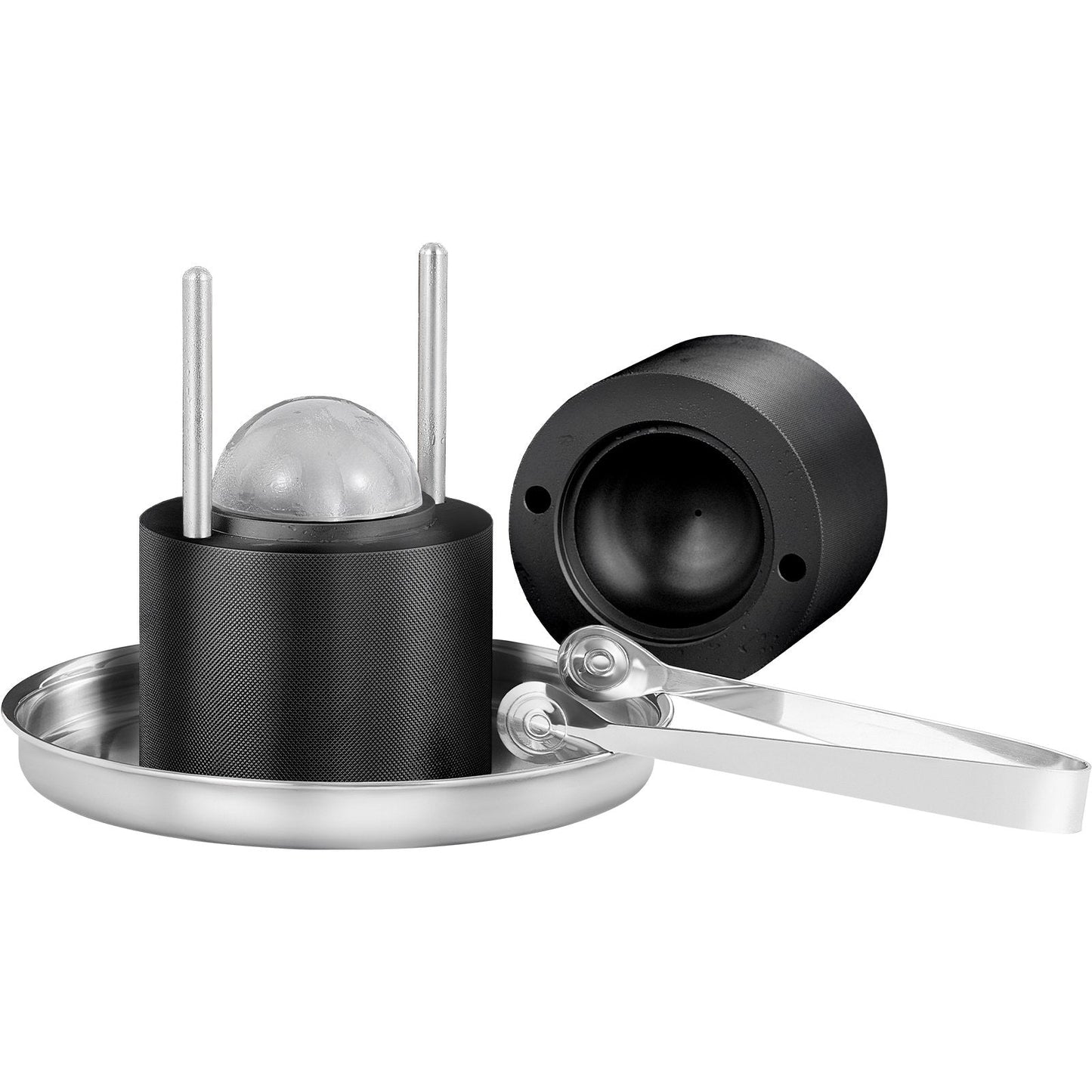 VEVOR Ice Ball Press, 2.4" Ice Ball Maker, Aircraft Al Alloy Ice Ball Press Kit for 60mm Ice Sphere, Ice Press with Tong and Drip Tray, for Whiskey, Cocktail, Bourbon, Scot on Party & Holiday, Black-7