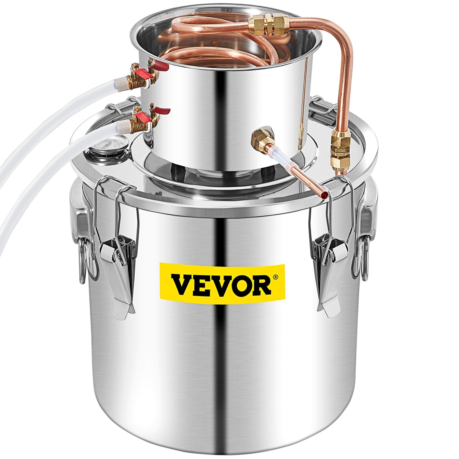 VEVOR Alcohol Still, 50L Distillery Kit w/Condenser & Pump, 13.2Gal Alcohol Still w/Copper Tube, Whiskey Distilling Kit w/Build-in Thermometer, Whiskey Making Kit for DIY Alcohol, Stainless Steel-9